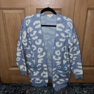 Blue and Cream Leopard Print Sweater
